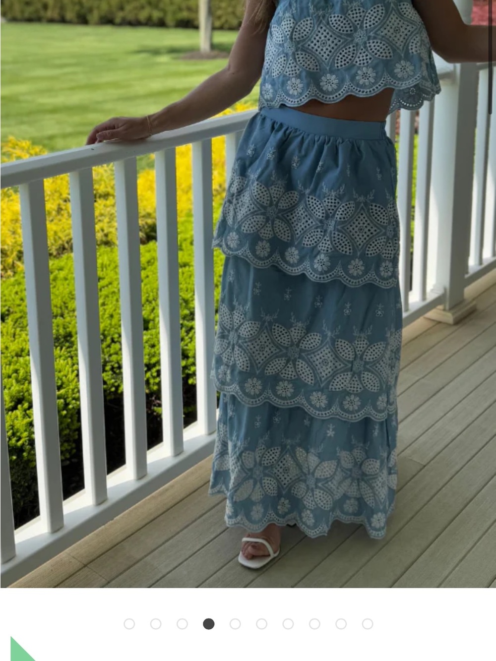 Women’s Blue Embroidered Tiered Maxi Skirt and Top